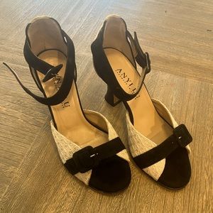 ANYI LU Black and cream tweed heel size 38 1/2
